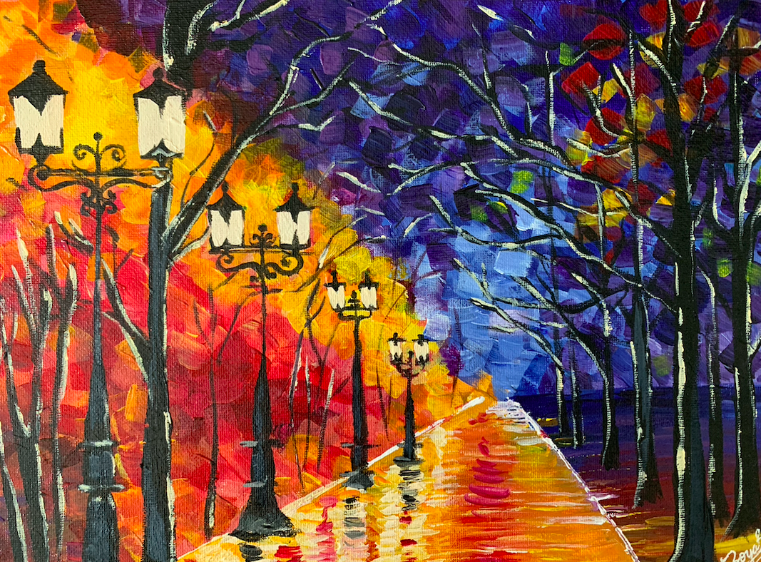 Point Perspective Intense Impressionist Lamps Painting