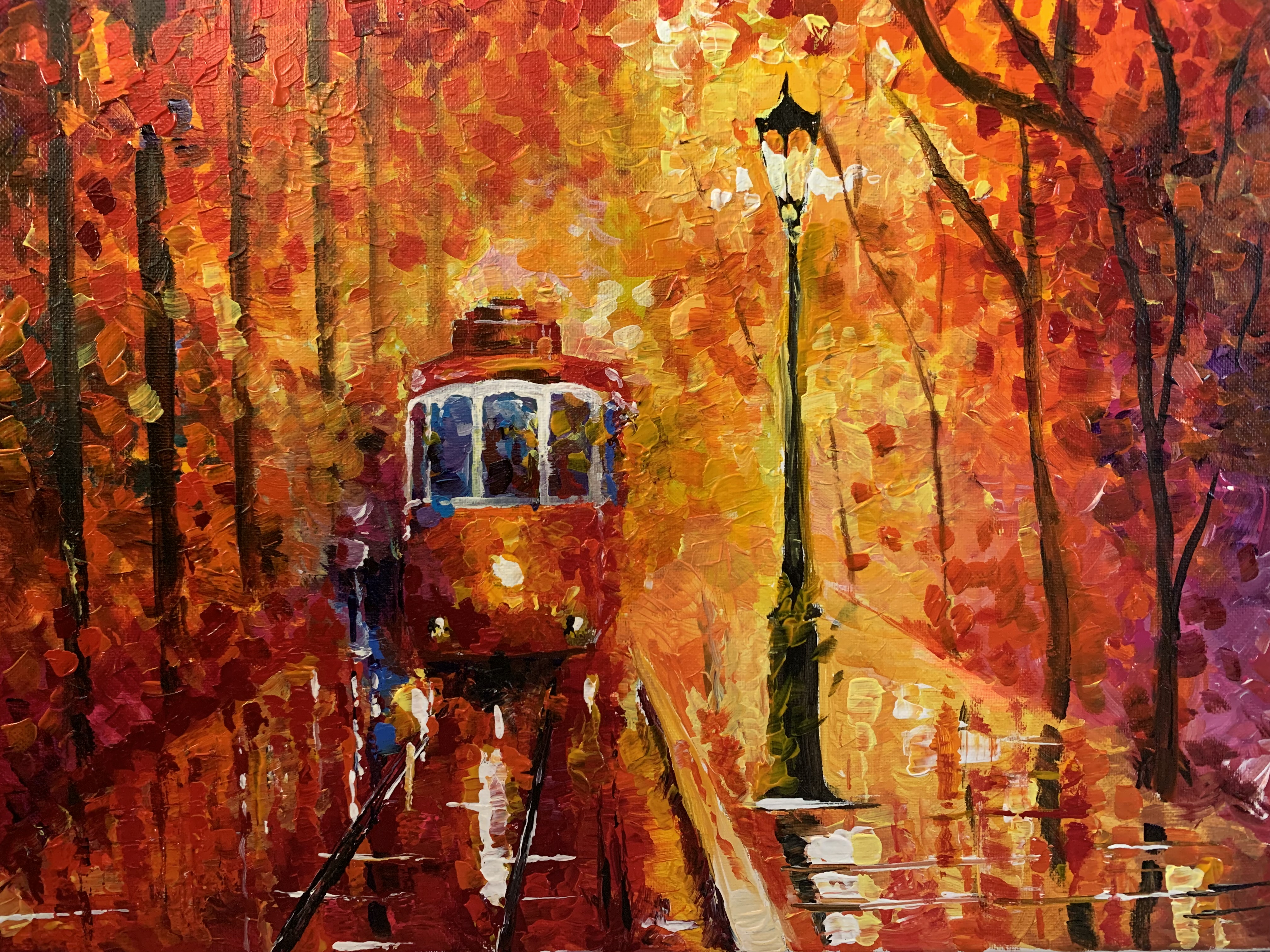 The Night Tram Painting